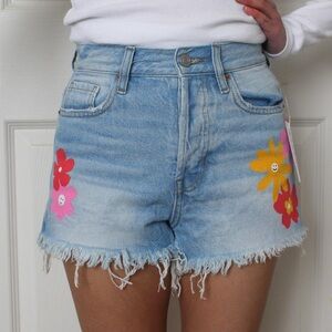 PacSun Light Blue Floral Jean Shorts
